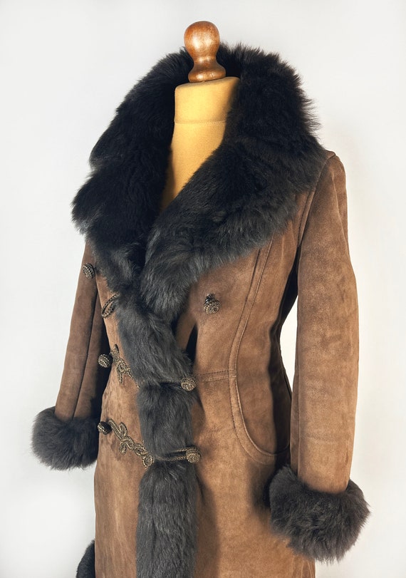 Vintage sheepskin coat, women's afghan coat, long… - image 4