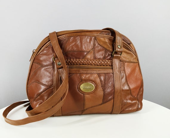 Vintage brown leather patchwork bag
