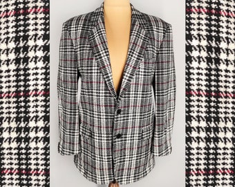 Italian plaid men's blazer, oversized vintage suit jacket