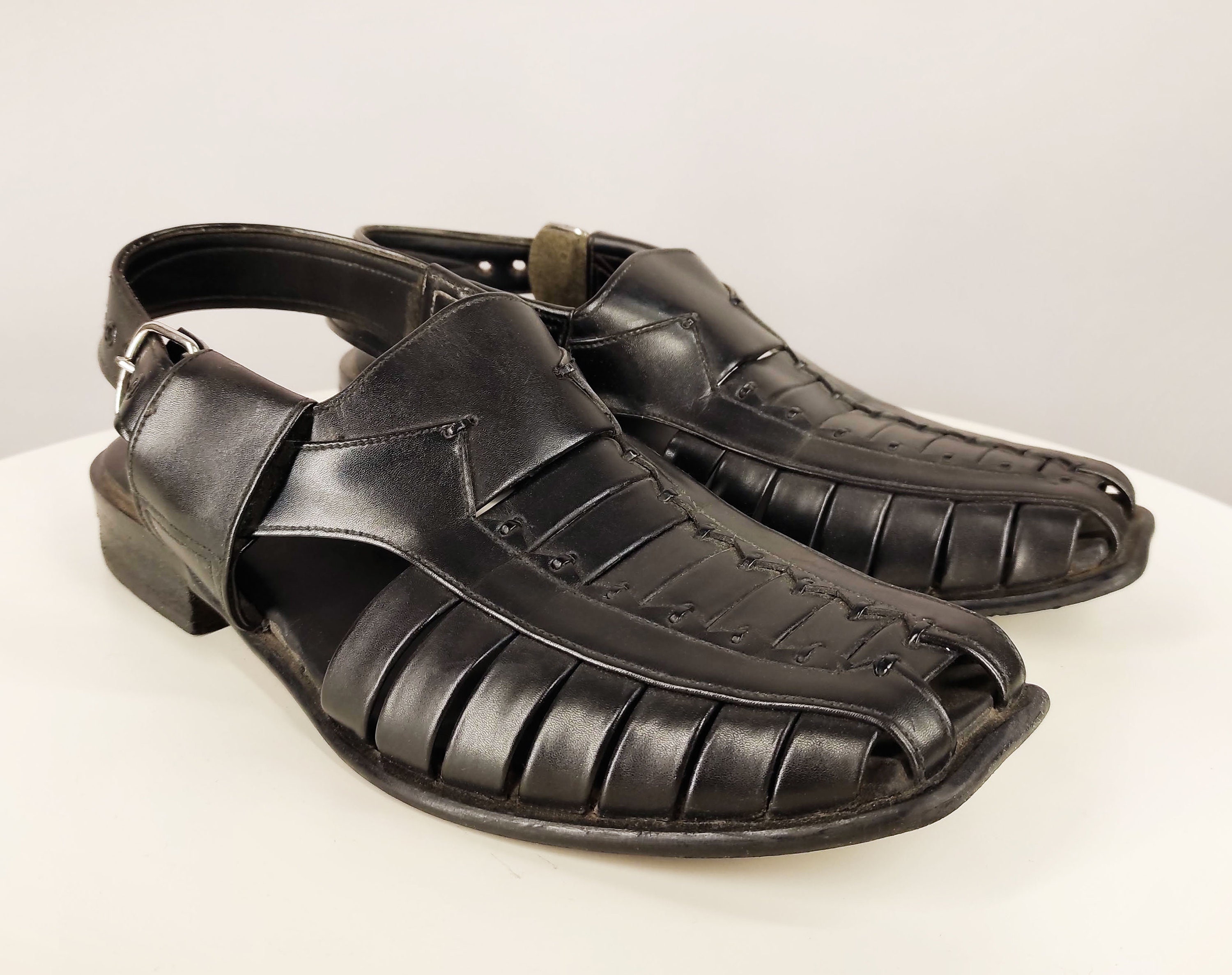 Vintage men's buckle sandals leather chunky grandpa - Etsy Polska