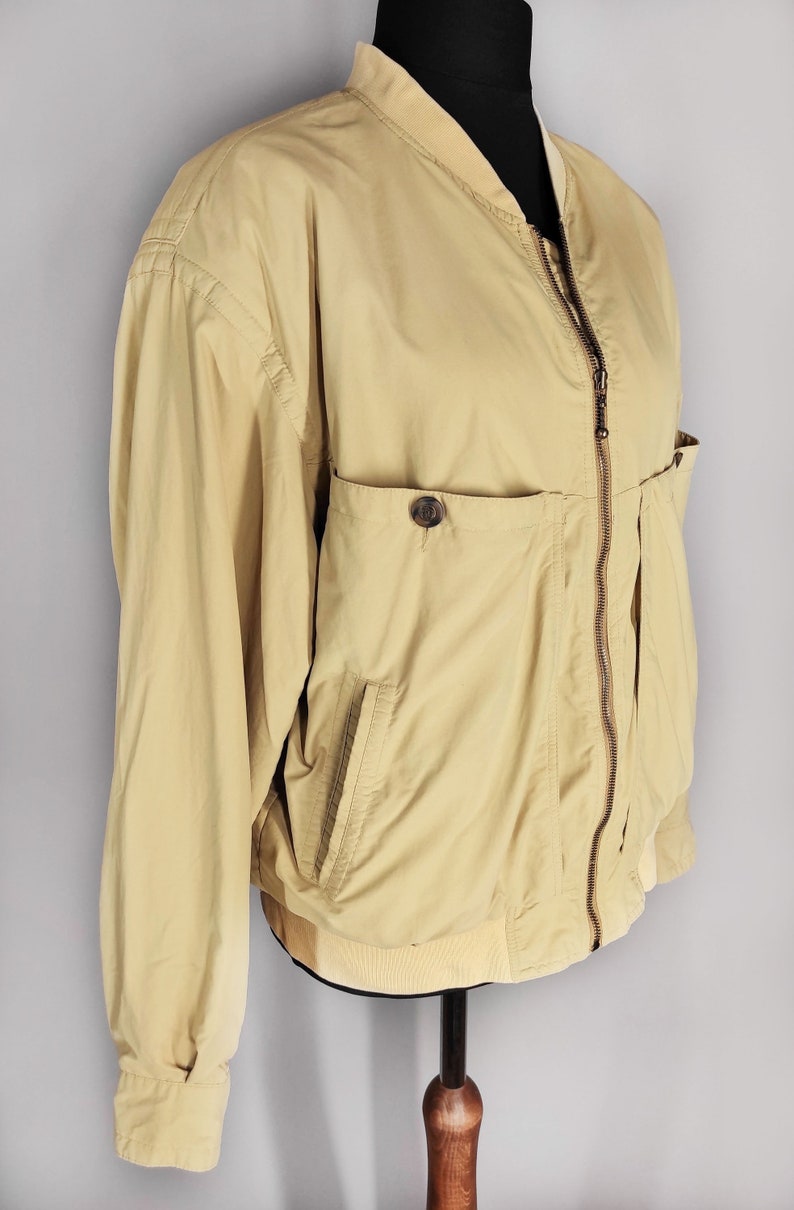Vintage men's bomber jacket, yellow oversized jacket image 3
