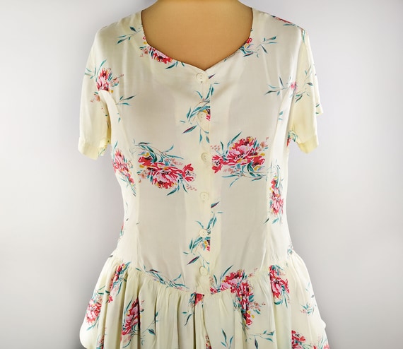 Vintage cottagecore floral ruffle mini dress in p… - image 3