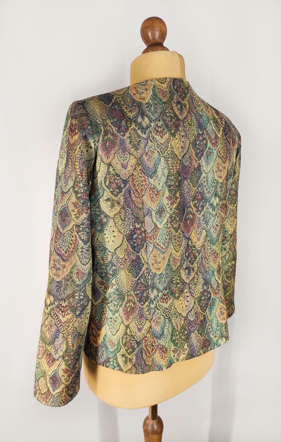 Vintage tapestry blazer with metallic sheen, wome… - image 5