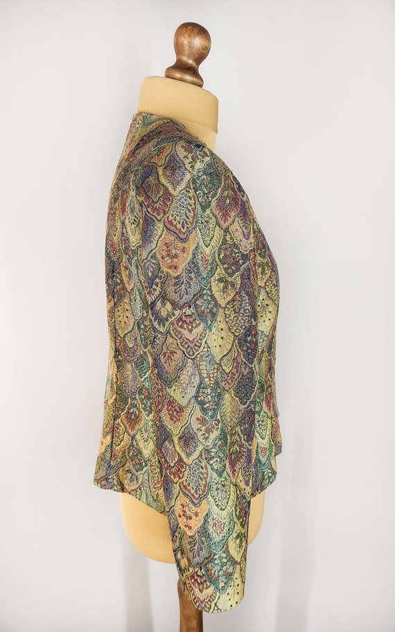 Vintage tapestry blazer with metallic sheen, wome… - image 7