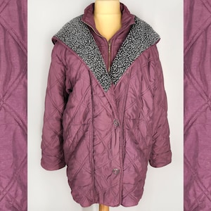 Parka com capuz vintage, casaco acolchoado grande, casaco de inverno feminino bordô dos anos 90