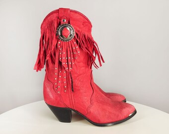 red suede fringe boots