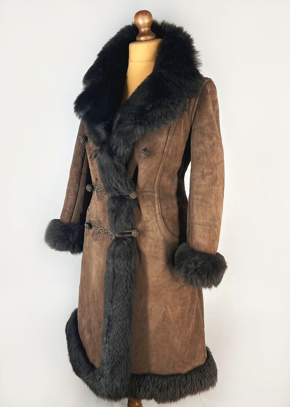 Vintage sheepskin coat, women's afghan coat, long… - image 3