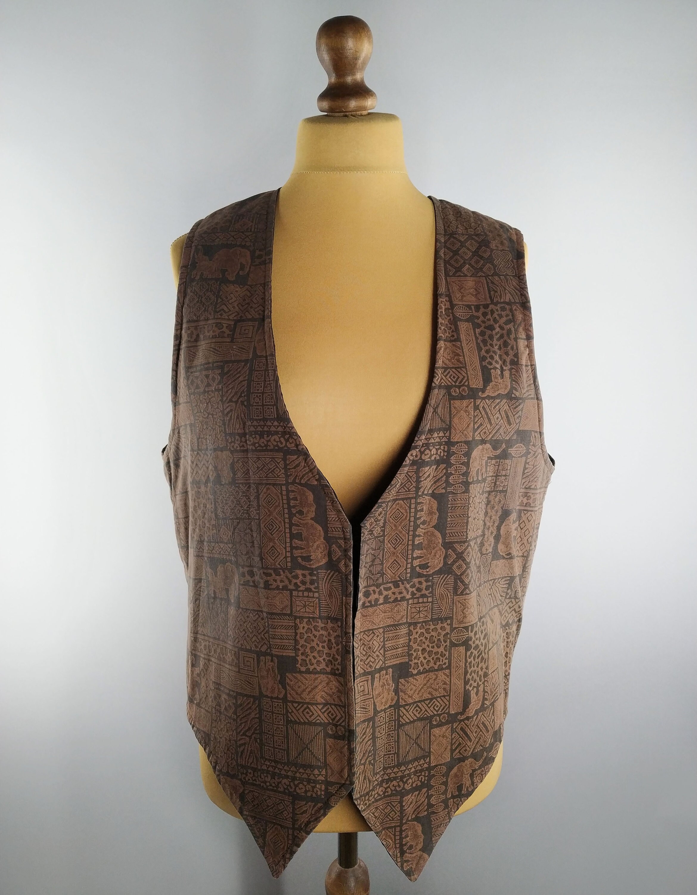 Vintage safari vest with African motives | Etsy