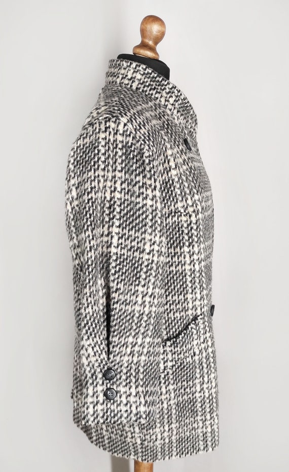Wool and mohair vintage coat, warm plaid overcoat… - image 7