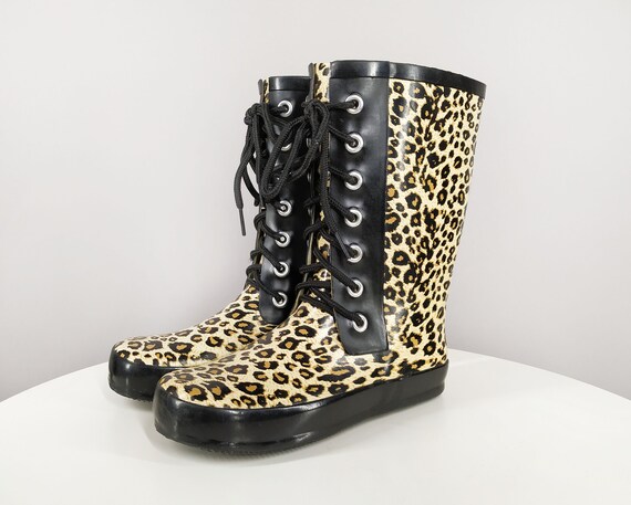 leopard wellington boots