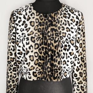 Vintage leopard print blazer, cropped animal print jacket, women&#39;s short 90s blazer