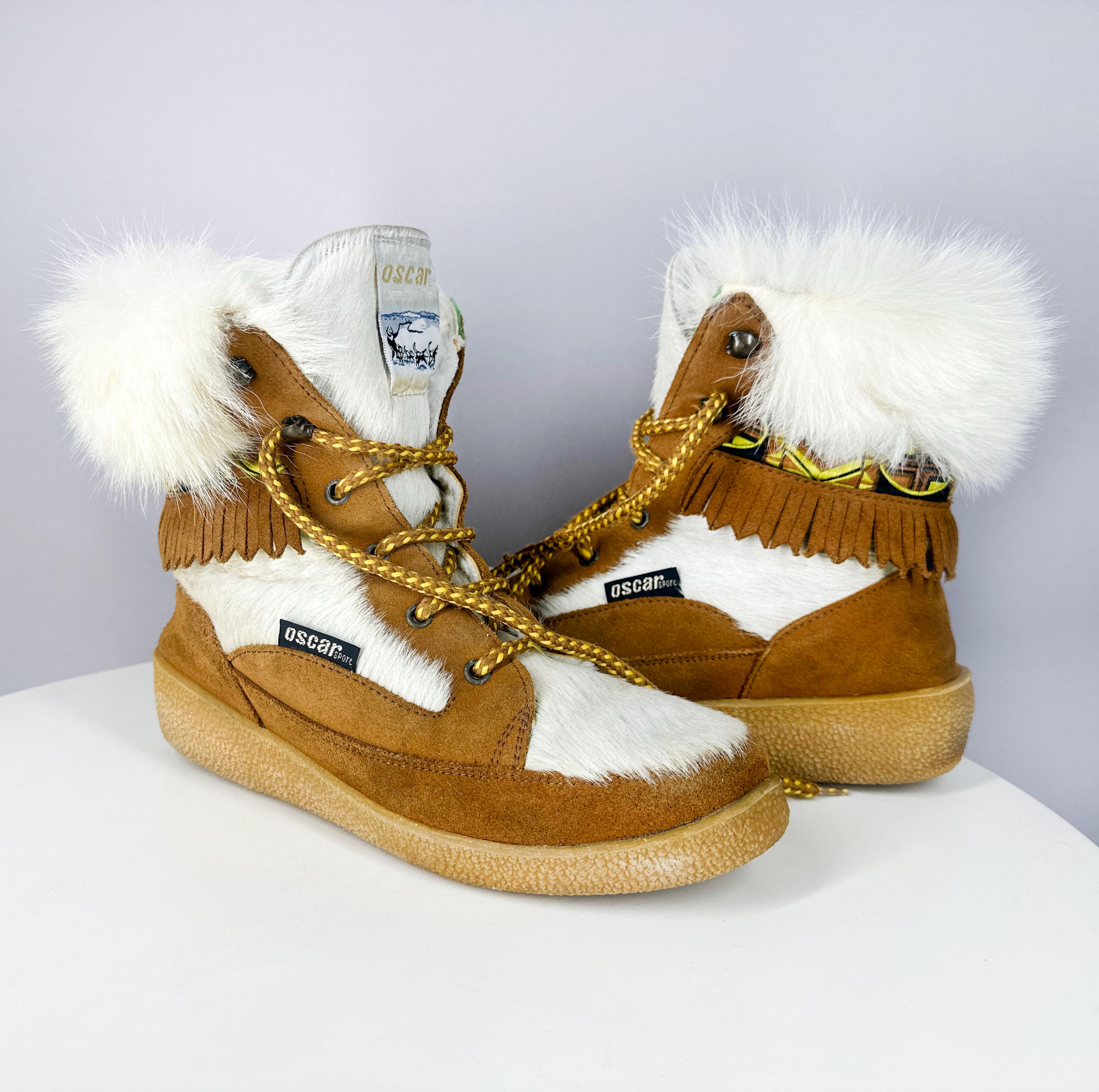 Bottes Après-ski Vintage Tecnica En Fourrure De Chèvre - Taille 9 US - Doublure Sherpa