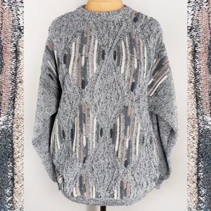 Knitted vintage sweater, oversized pullover, men&#39;s knit jumper