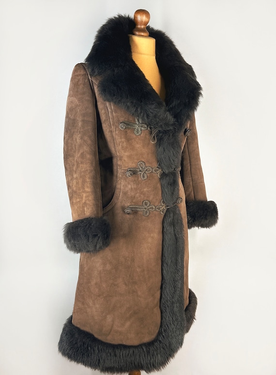 Vintage sheepskin coat, women's afghan coat, long… - image 5