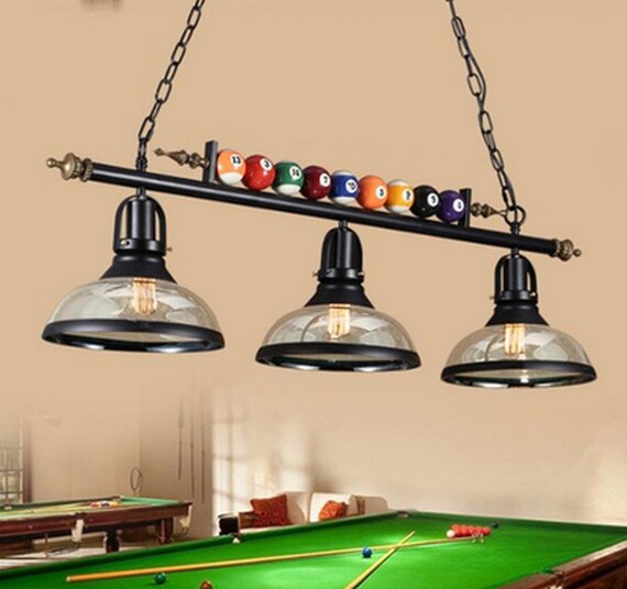 Retro Pool Billiard Snooker Table Hanging Light Fixtures Unique Pendant Lamp Bar Father's Day Gift Mid Century Large