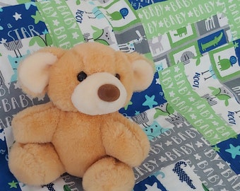 Baby Boy Flannel Quilt | Super Soft Baby Toddler Quilt | Shower Gift