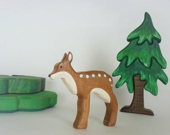 Wooden Deer Figurine Etsy