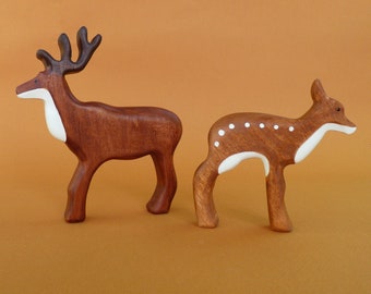Deer Figurine Toys for Kids Wooden toy Bio Wooden Deer Toy Birthday present imaginative play Partyfavors for Boys and Girls Stag toy