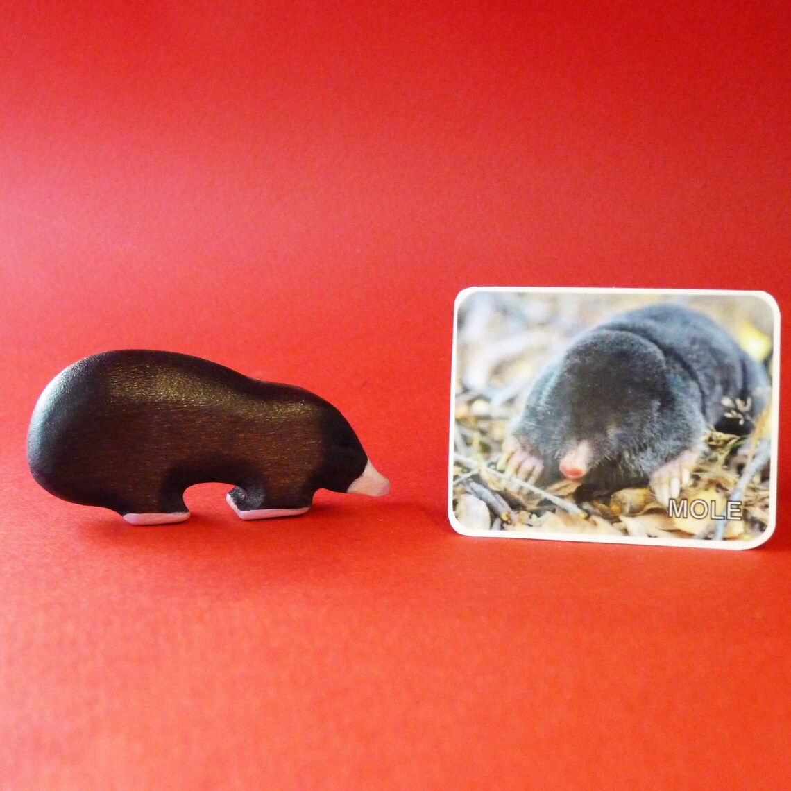 Wooden mole figurine Mole toy Wooden animal Wooden toy Wild Etsy