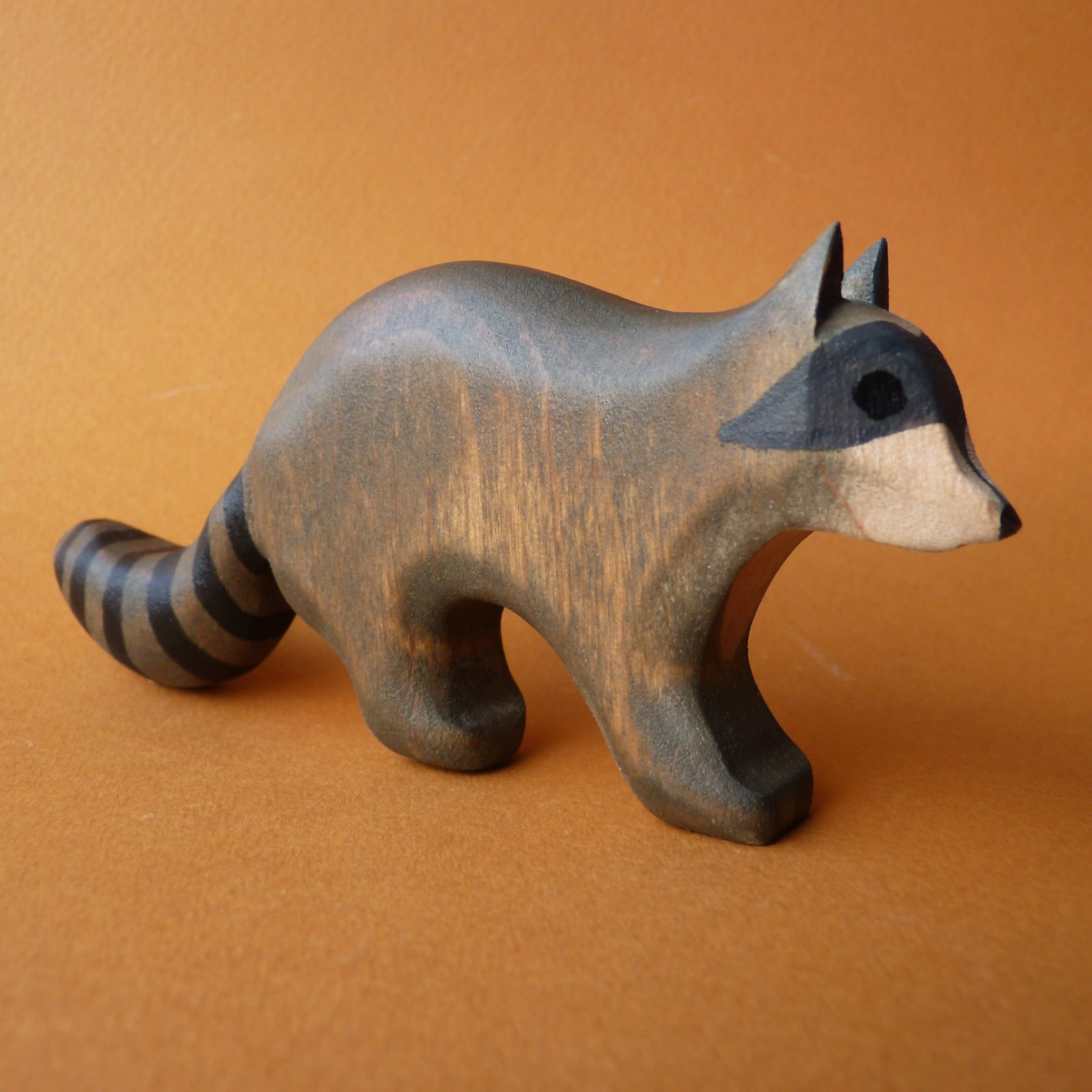 Wooden raccoon figurine Raccoon toy Wooden animal Wooden toy Etsy