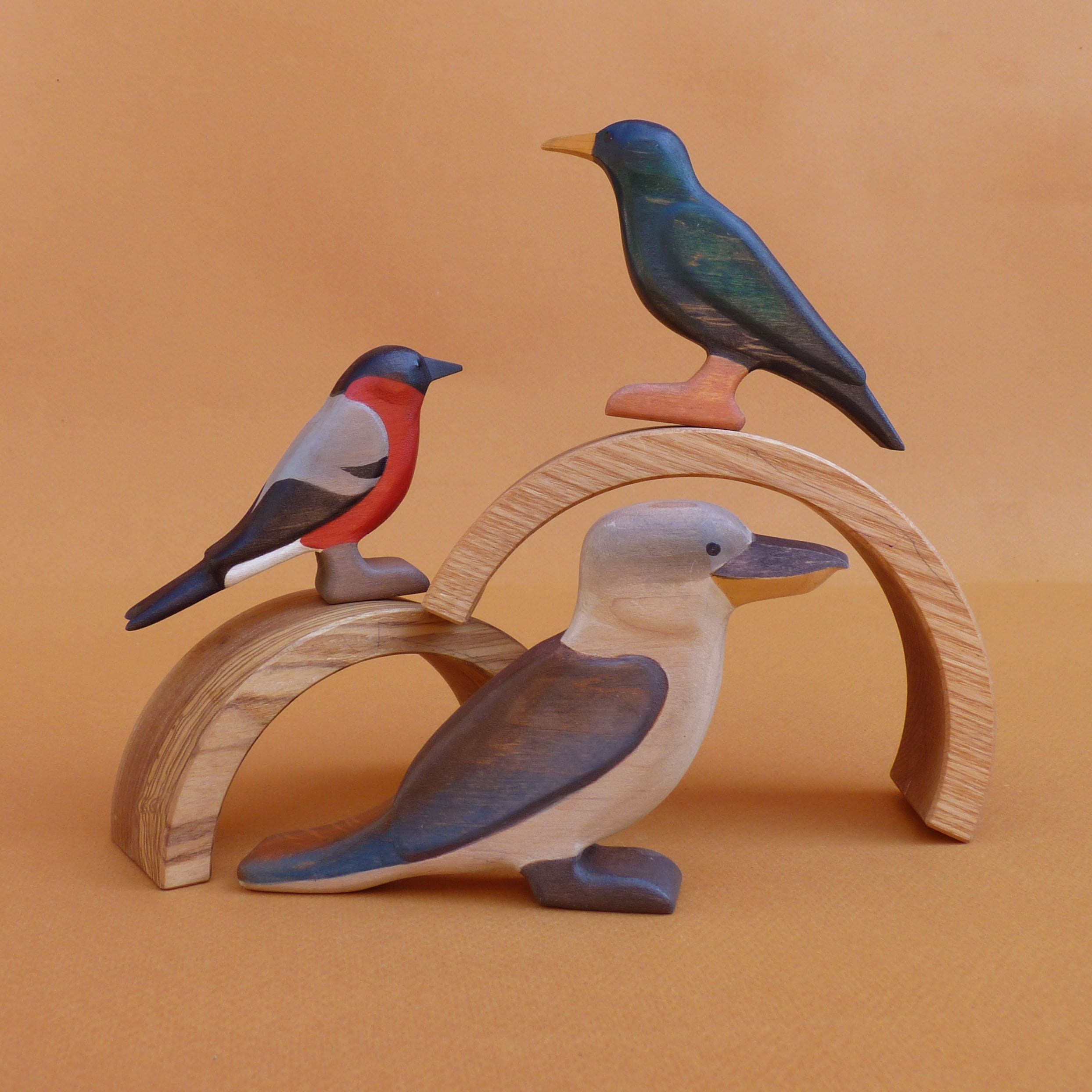 Wooden starling toy Wood bird figurine Wooden bird toy Etsy