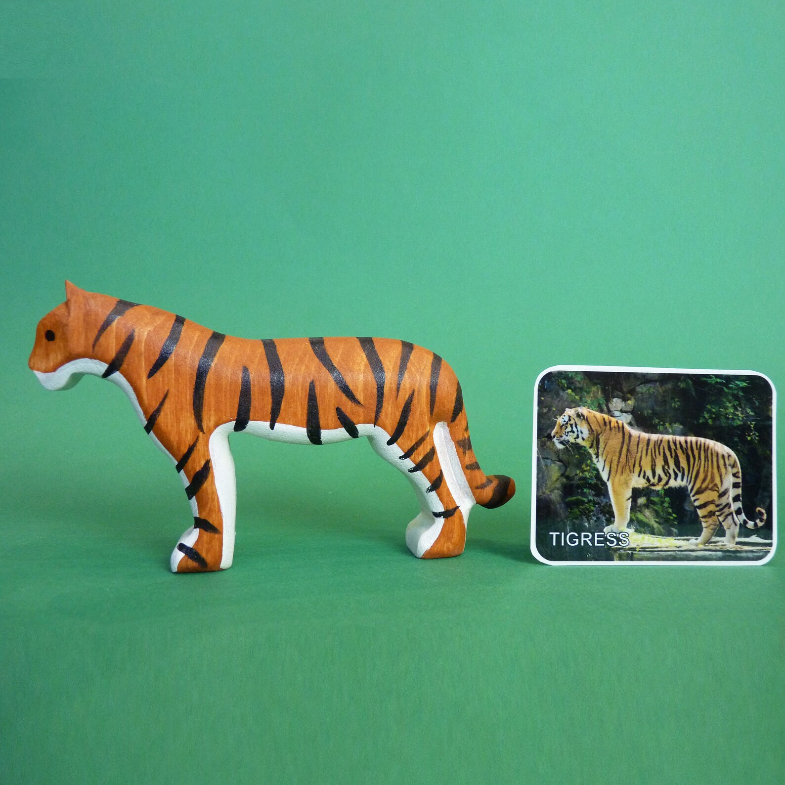 Wooden tigress figurine Wooden tiger Wooden animal Wooden toy | Etsy