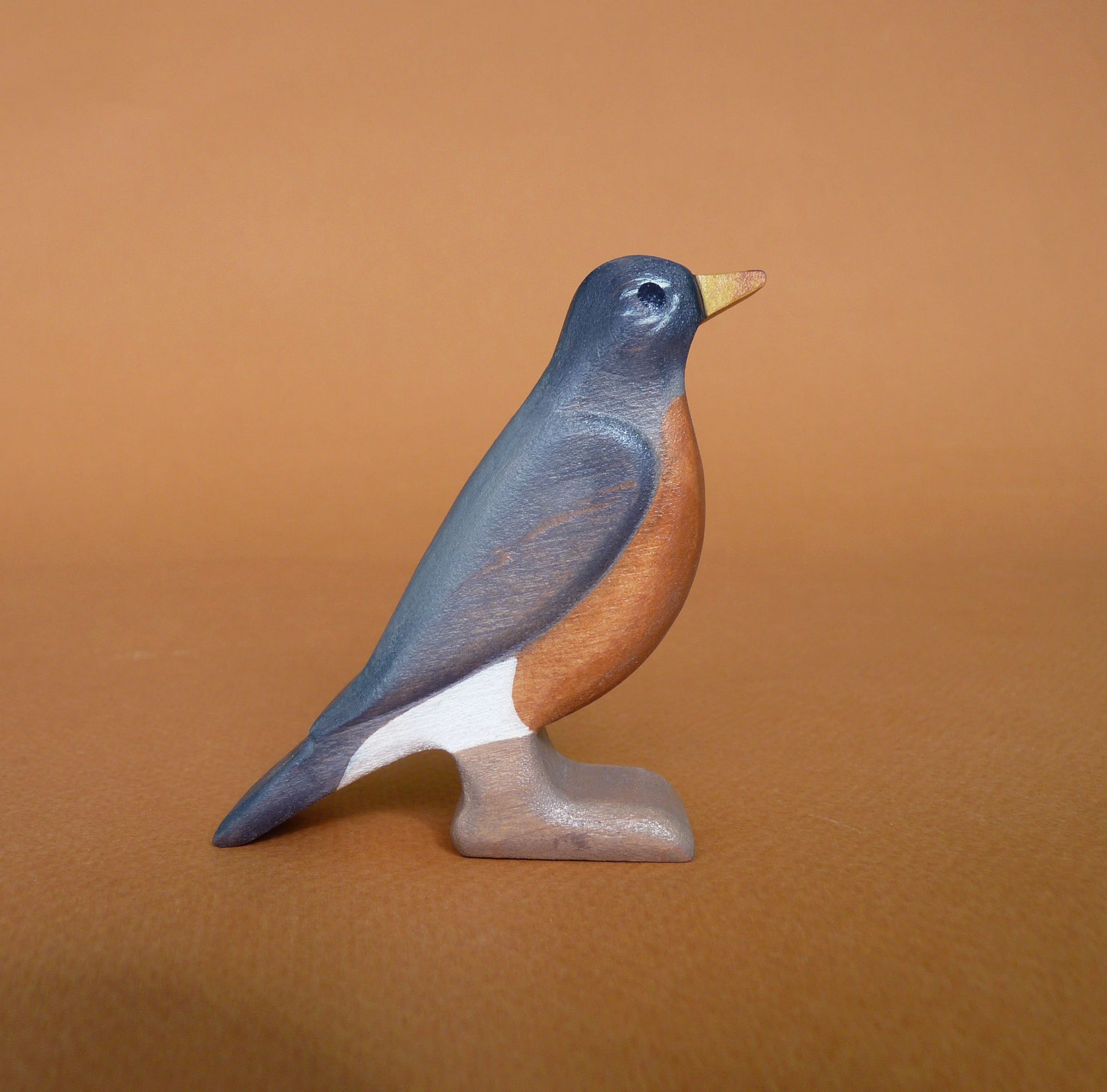 Wooden american robin figurine Wooden bird toy Etsy