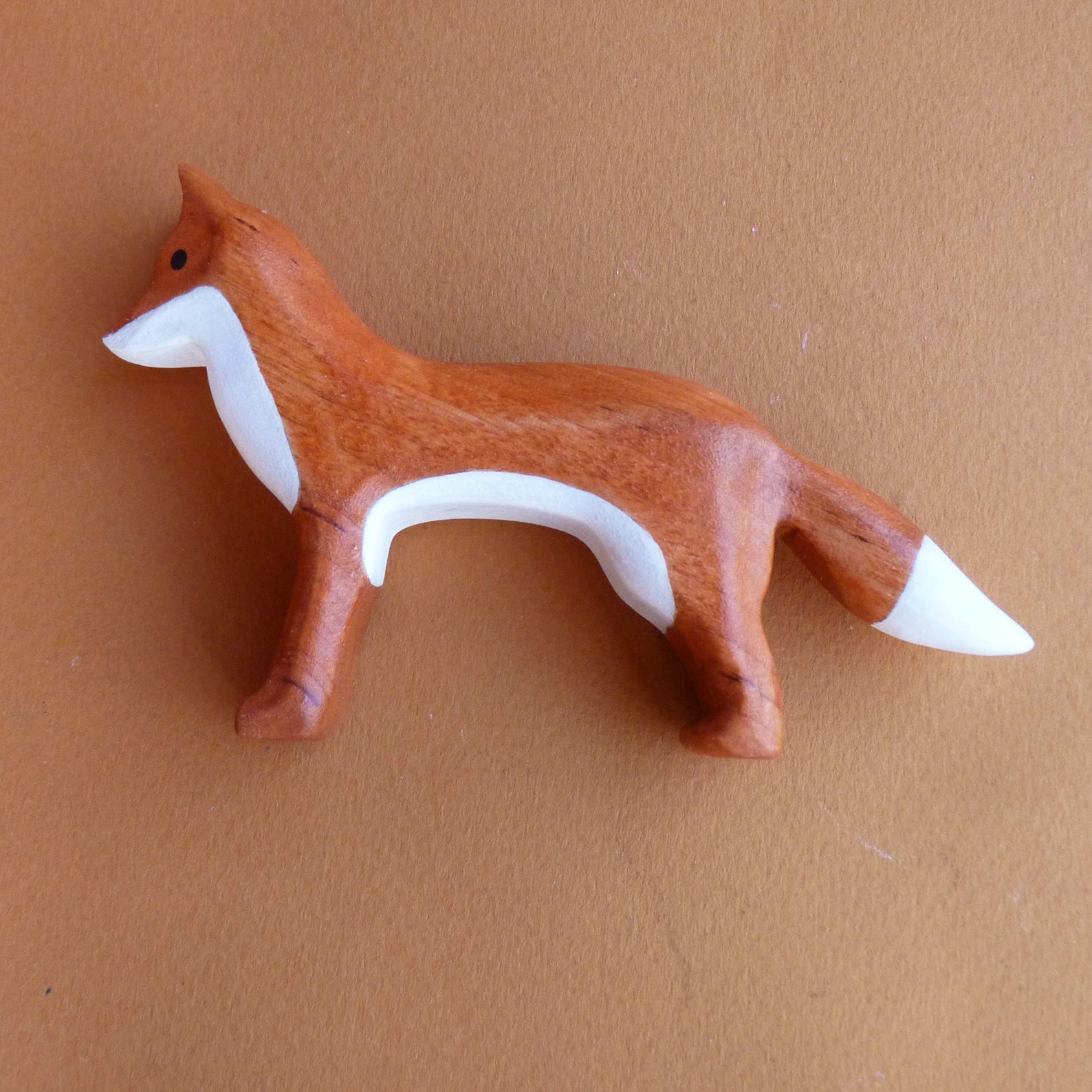 Wooden fox figurine Wooden animal Wooden toy Forest animal Etsy