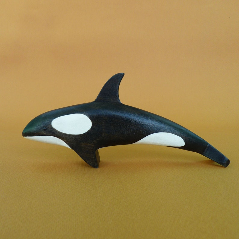 Wooden orca figurine Wood killer whale toy Wooden creatures Etsy