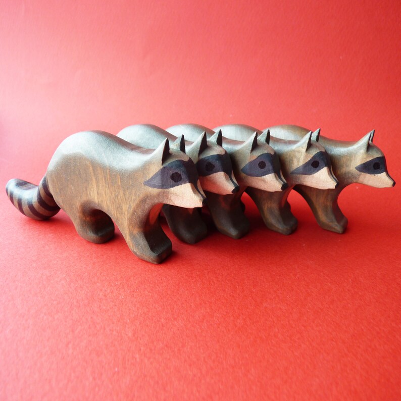 Wooden raccoon figurine Raccoon toy Wooden animal Wooden toy Etsy