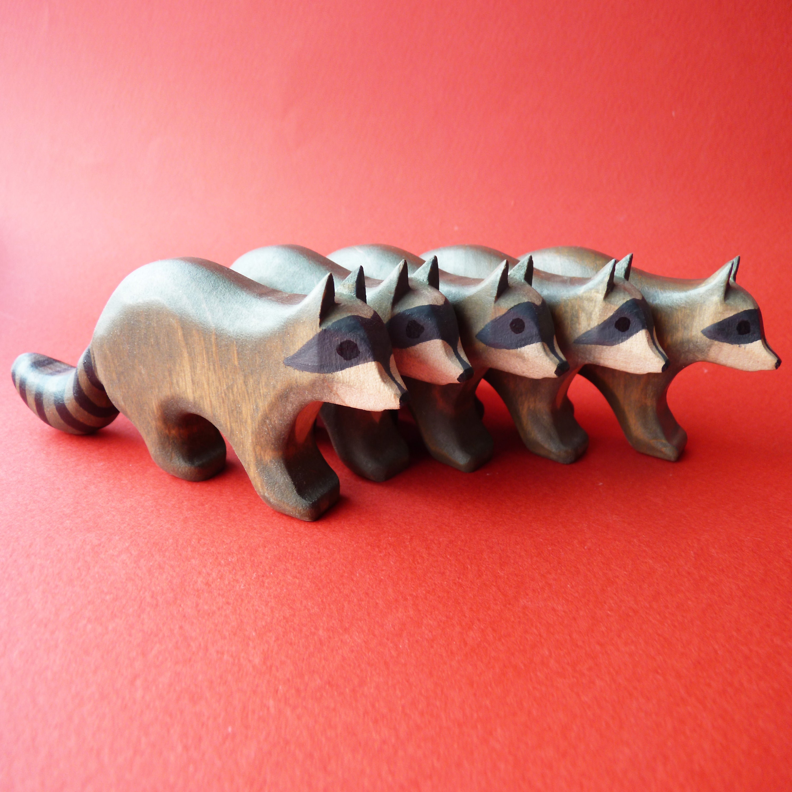 Wooden raccoon figurine Raccoon toy Wooden animal Wooden toy Etsy