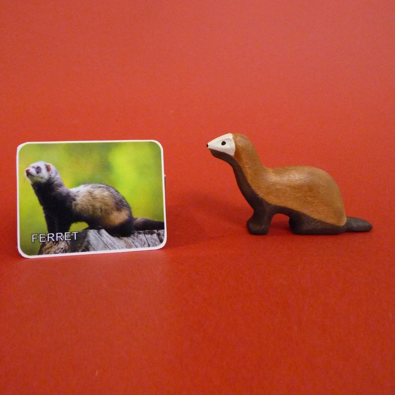 Wooden ferret figurine Ferret toy Forest animals Wooden Etsy