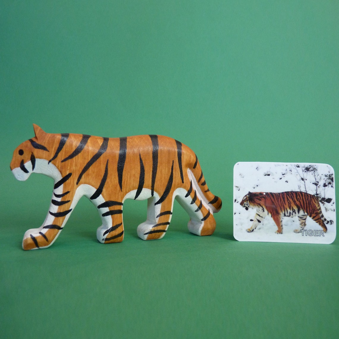 Wooden tiger figurine Wooden animal Wooden toy Wild animal Etsy