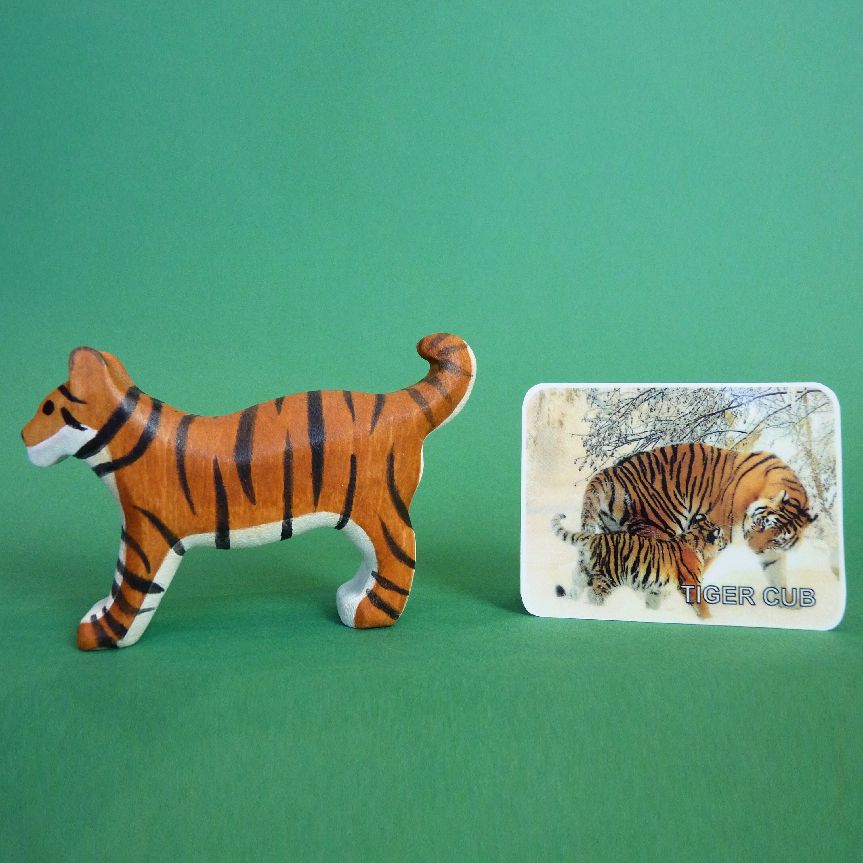 Wooden tiger figurine Wooden tiger cub figurine Wooden animals Etsy
