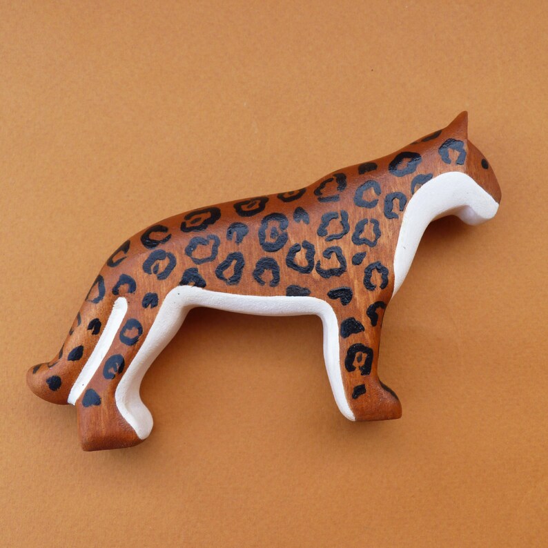Wooden jaguar toy Wooden jaguar figurine Wild animals Natural | Etsy