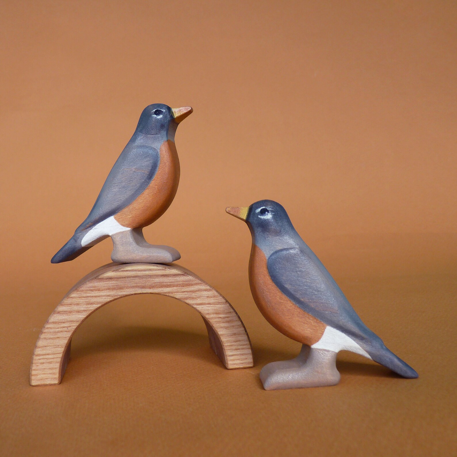 Wooden american robin figurine Wooden bird toy Etsy