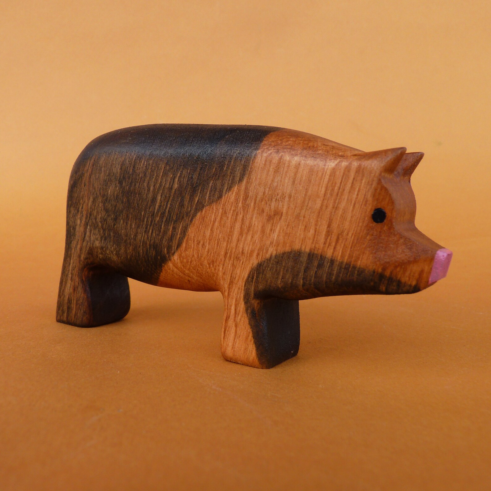 Wooden pig figurine Wooden farm animals Wooden pig toy Waldorf Etsy