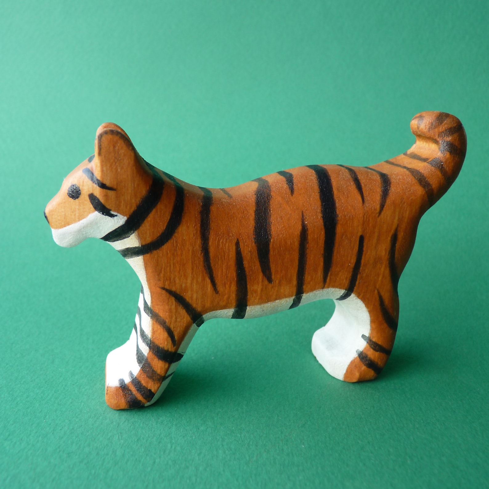 Wooden tiger figurine Wooden tiger cub figurine Wooden animals Etsy