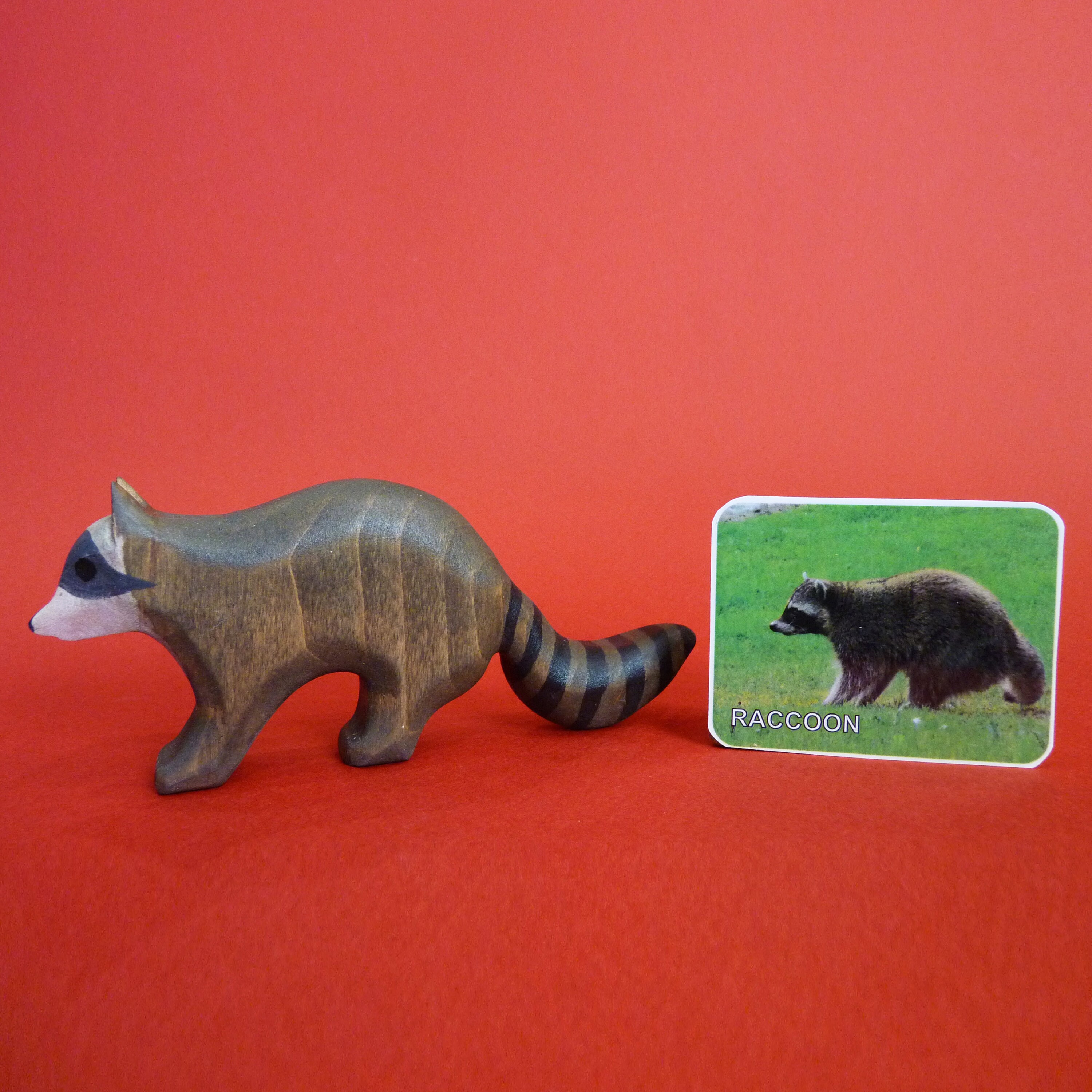 Wooden raccoon figurine Raccoon toy Wooden animal Wooden toy Etsy