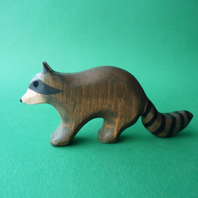 Wooden raccoon figurine Raccoon toy Wooden animal Wooden toy Etsy