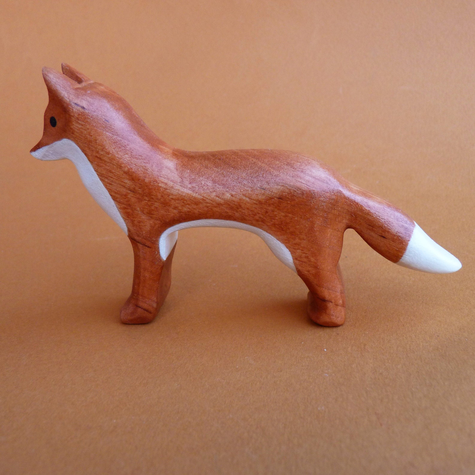 Wooden fox figurine Wooden animal Wooden toy Forest animal Etsy