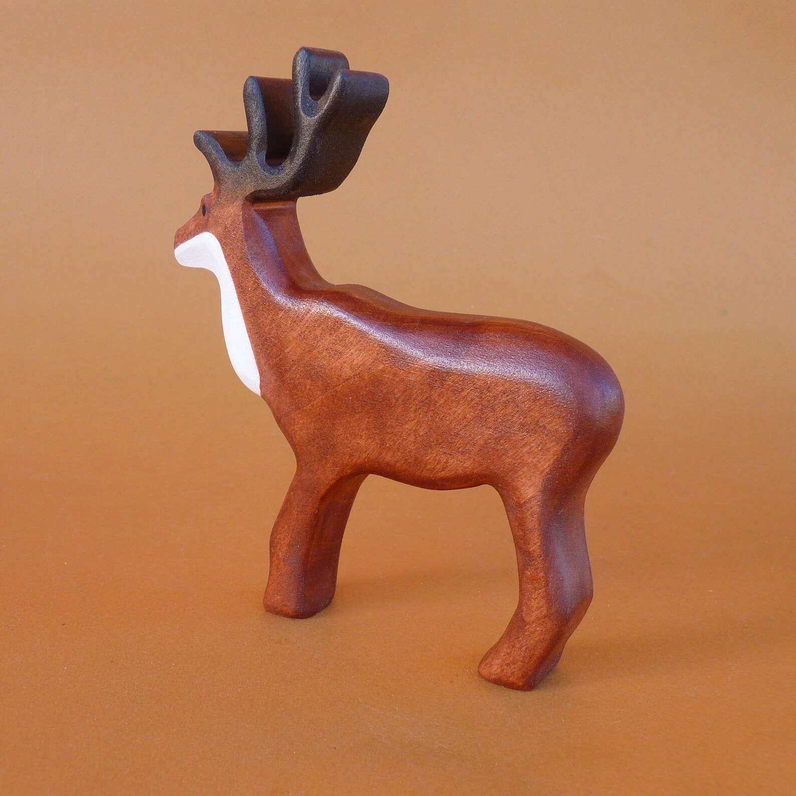 Wooden Deer and Fawn set 2 pcs Fawn figurine Wooden animals Etsy