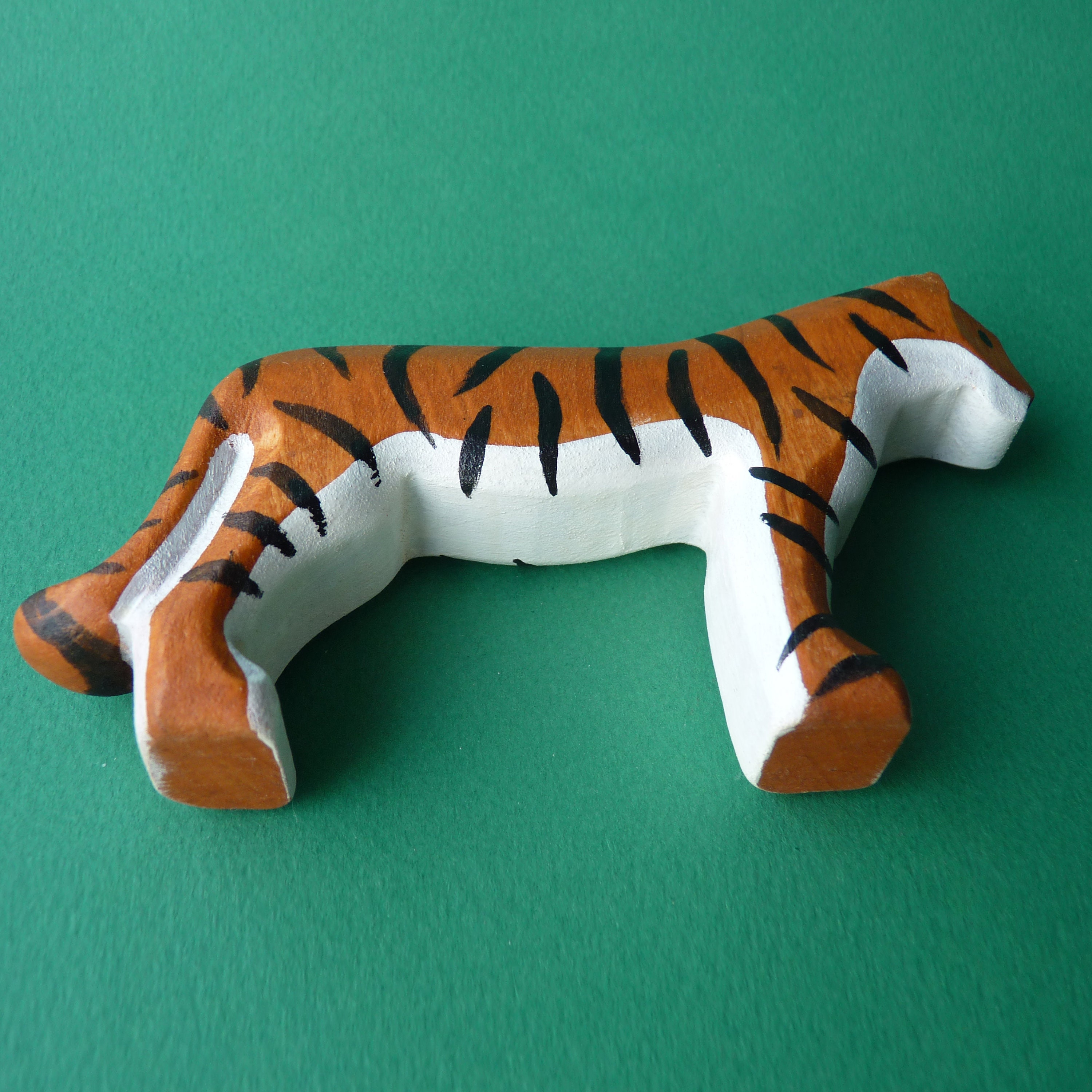 Wooden tigress figurine Wooden tiger Wooden animal Wooden toy Etsy