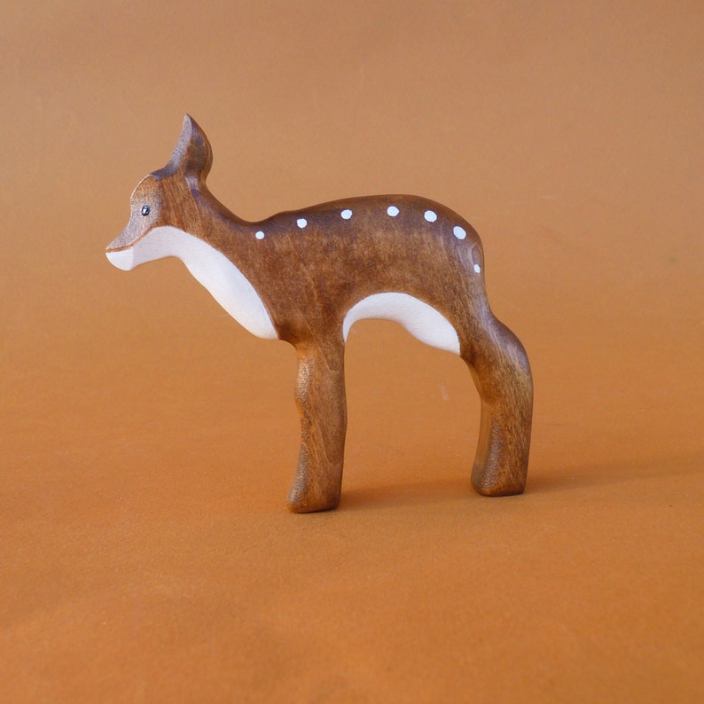 Wooden figurine fawn 1 pcs Wooden baby deer toy Etsy