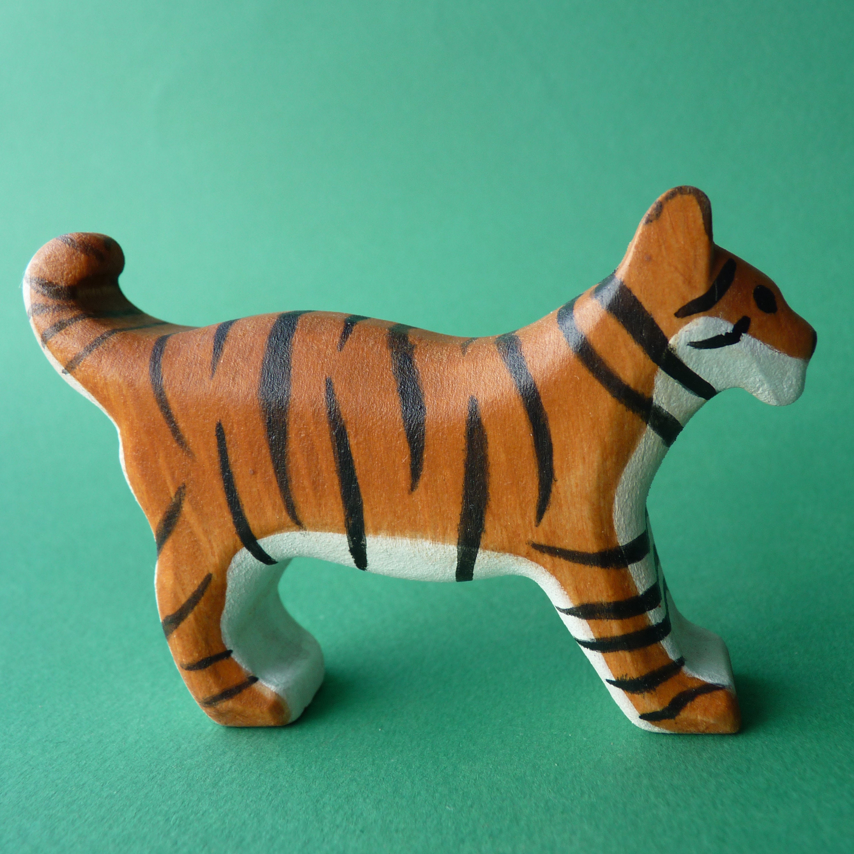 Wooden tiger figurine Wooden tiger cub figurine Wooden animals Etsy