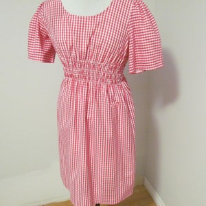 Vestido Boho Camponês Vermelho Gingham