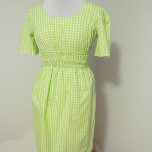 Bohemian Peasant Lime Gingham Dress