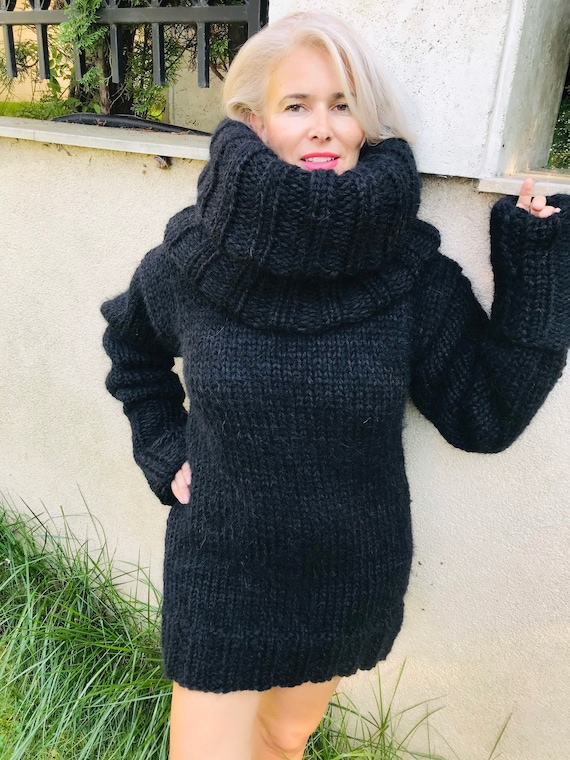 Super Chunky Turtleneck Sweater Thick Wool Sweater Bulky - Etsy