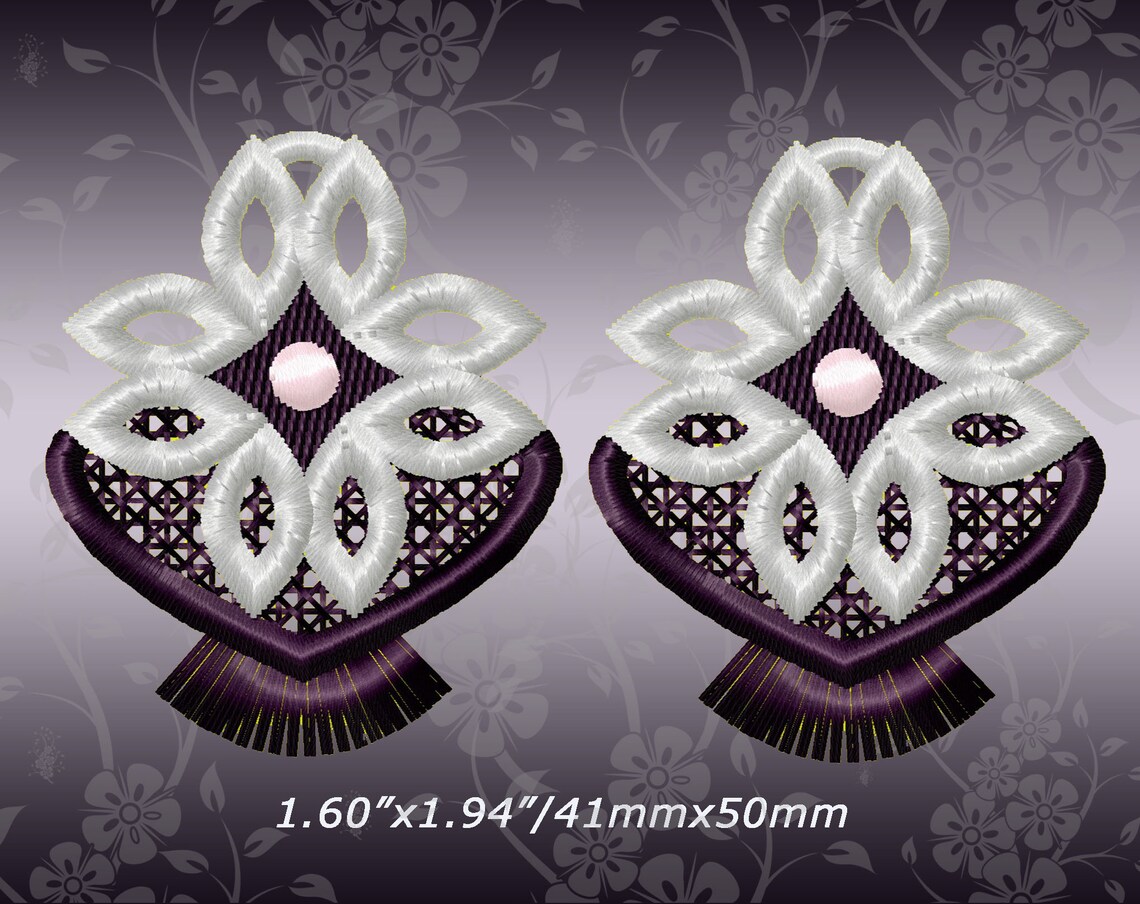 FSL Earrings lace embroidery design 1 design 1 size Etsy