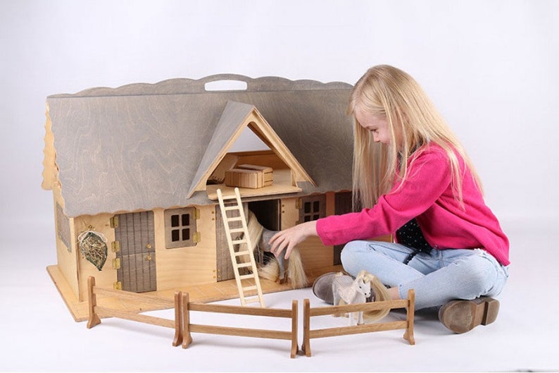 Wooden Toy Horse Stable Etsy